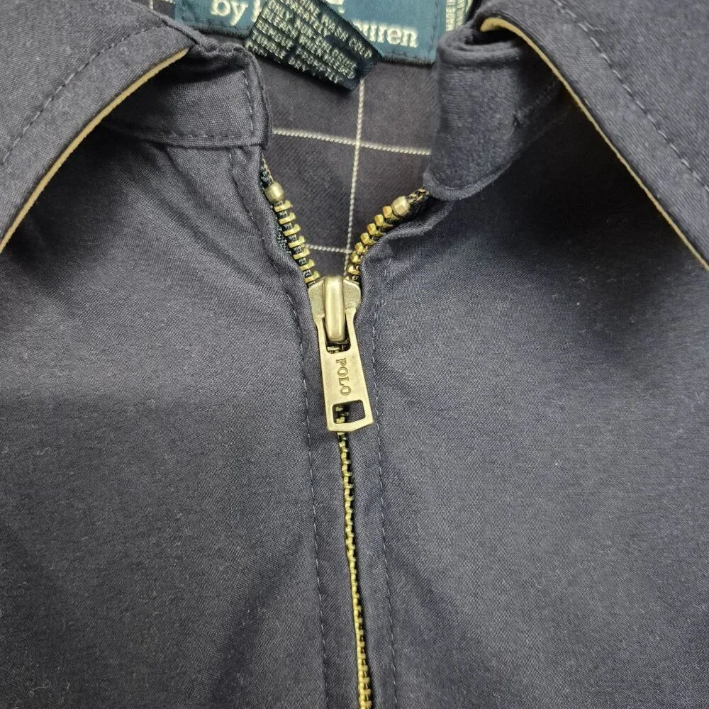 Polo Ralph Lauren Vintage Mens Navy Bomber Jacket with plaid lining XXL - Picture 3 of 7